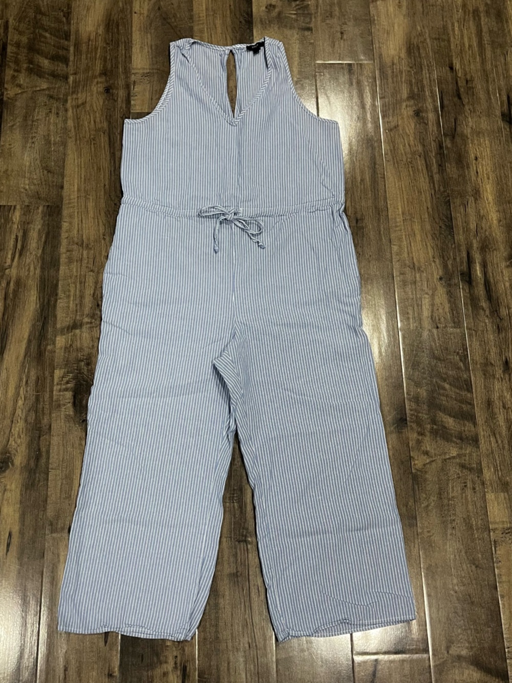 ANTHROPOLOGIE DREW 100% COTTON WHITE/BLUE STRIPE JUMPSUIT WOMEN'S SIZE MEDIUM